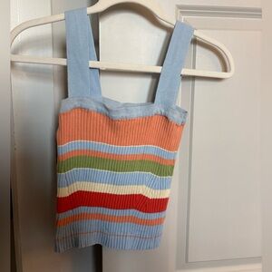 Fate Orange and Blue Knit Top